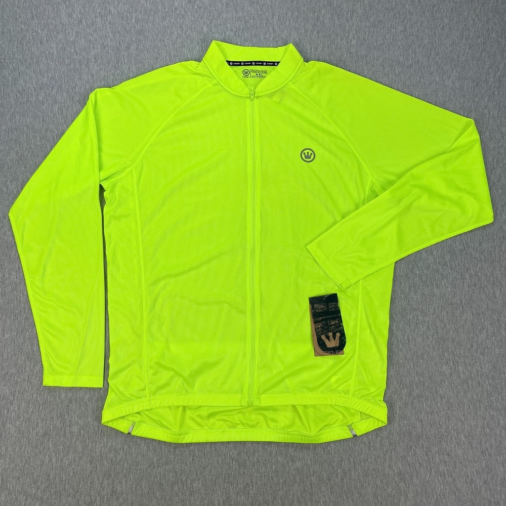 Canari Optic Nova LS Jersey Mens XXL Killer Yellow High Viz Full-Zip Pockets NEW